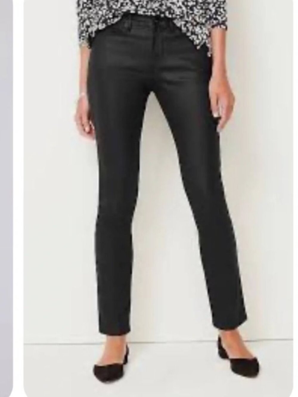 J. Jill Authentic Fit Coated Jeans Black Faux Leather Finish Size 20